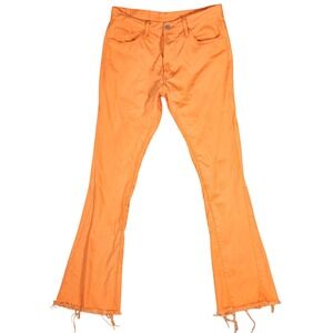 Mnml Flared Denim Jeans Mens 31X34 Orange Excellent Raw Hem Streetwear B1 Flare